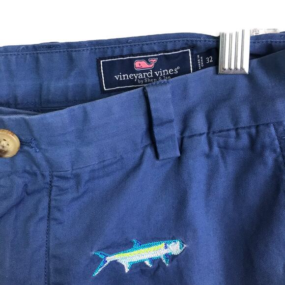 Vineyard Vines Breaker Shorts Men 32 Navy Blue Embroidered Marlins Cotton 1H0449 - Picture 2 of 7